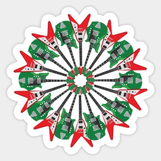 Electric Guitar Holiday Wreath Sticker